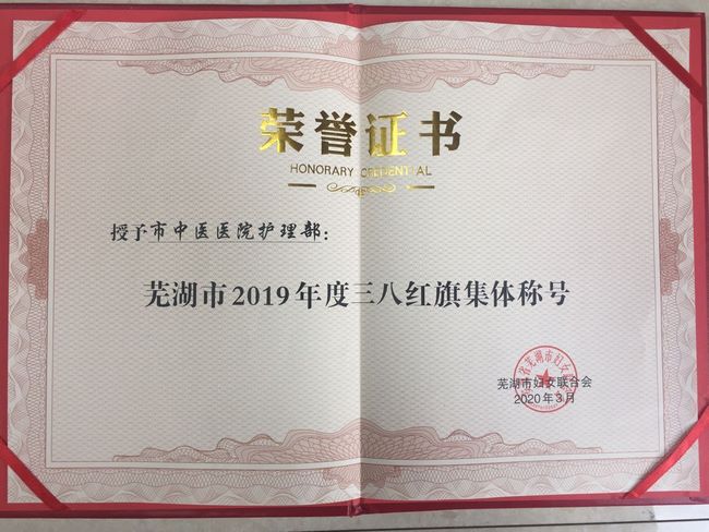 我院護(hù)理部和兒科護(hù)士長(zhǎng)蘆瑩瑩分獲蕪湖市“三八紅旗集體”和“三八紅旗手”榮譽(yù)稱號(hào)(圖1)